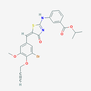 molecular formula C24H21BrN2O5S B283646 propan-2-yl 3-[[(5E)-5-[(3-bromo-5-methoxy-4-prop-2-ynoxyphenyl)methylidene]-4-oxo-1,3-thiazol-2-yl]amino]benzoate 