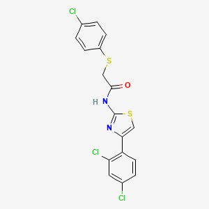 molecular formula C17H11Cl3N2OS2 B2836465 2-[(4-chlorophenyl)sulfanyl]-N-[4-(2,4-dichlorophenyl)-1,3-thiazol-2-yl]acetamide CAS No. 338957-93-0