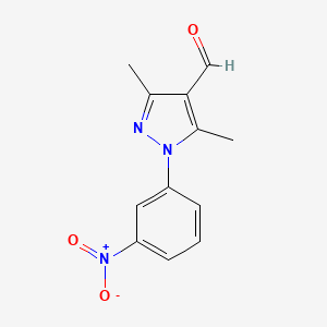 molecular formula C12H11N3O3 B2836480 3,5-dimethyl-1-(3-nitrophenyl)-1H-pyrazole-4-carbaldehyde CAS No. 1152541-16-6