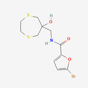 molecular formula C11H14BrNO3S2 B2836492 5-Bromo-N-[(6-hydroxy-1,4-dithiepan-6-yl)methyl]furan-2-carboxamide CAS No. 2415470-24-3