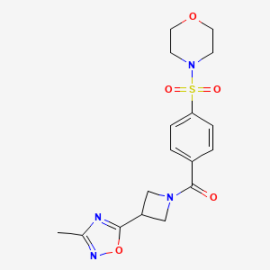 molecular formula C17H20N4O5S B2836493 (3-(3-Methyl-1,2,4-oxadiazol-5-yl)azetidin-1-yl)(4-(morpholinosulfonyl)phenyl)methanone CAS No. 1286728-19-5