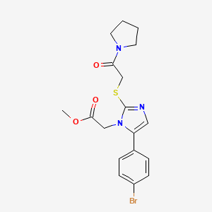 methyl 2-(5-(4-bromophenyl)-2-((2-oxo-2-(pyrrolidin-1-yl)ethyl)thio)-1H-imidazol-1-yl)acetate