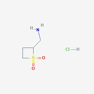 molecular formula C4H10ClNO2S B2836507 2-(Aminomethyl)thietane 1,1-dioxide hydrochloride CAS No. 1699087-66-5