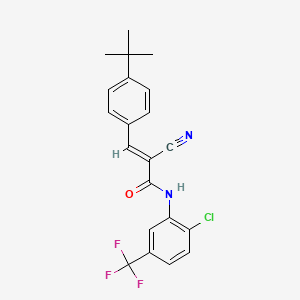 molecular formula C21H18ClF3N2O B2836529 (E)-3-(4-tert-butylphenyl)-N-[2-chloro-5-(trifluoromethyl)phenyl]-2-cyanoprop-2-enamide CAS No. 380319-42-6