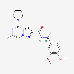 N-[1-(3,4-dimethoxyphenyl)ethyl]-6-methyl-4-(1-pyrrolidinyl)pyrazolo[1,5-a]pyrazine-2-carboxamide
