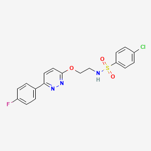 molecular formula C18H15ClFN3O3S B2836566 4-chloro-N-(2-((6-(4-fluorophenyl)pyridazin-3-yl)oxy)ethyl)benzenesulfonamide CAS No. 920193-79-9
