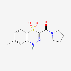 molecular formula C13H15N3O3S B2836571 7-甲基-3-(吡咯啉-1-基甲酰)-1H-4,1,2-苯并噻二嗪-4,4-二氧化物 CAS No. 1474055-38-3