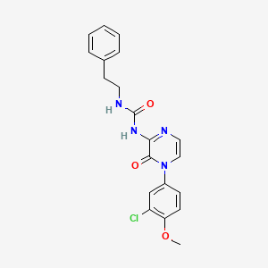 molecular formula C20H19ClN4O3 B2836579 1-(4-(3-Chloro-4-methoxyphenyl)-3-oxo-3,4-dihydropyrazin-2-yl)-3-phenethylurea CAS No. 1207014-07-0