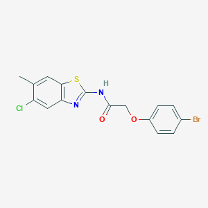 molecular formula C16H12BrClN2O2S B283658 2-(4-bromophenoxy)-N-(5-chloro-6-methyl-1,3-benzothiazol-2-yl)acetamide 