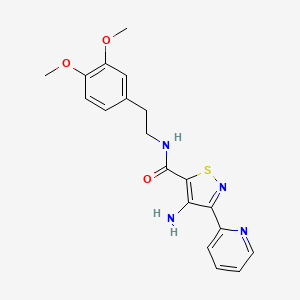 molecular formula C19H20N4O3S B2836582 4-amino-N-(3,4-dimethoxyphenethyl)-3-(pyridin-2-yl)isothiazole-5-carboxamide CAS No. 1251618-65-1