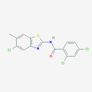 molecular formula C15H9Cl3N2OS B283659 2,4-dichloro-N-(5-chloro-6-methyl-1,3-benzothiazol-2-yl)benzamide 
