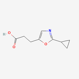 molecular formula C9H11NO3 B2836597 3-(2-Cyclopropyl-1,3-oxazol-5-yl)propanoic acid CAS No. 1215965-94-8