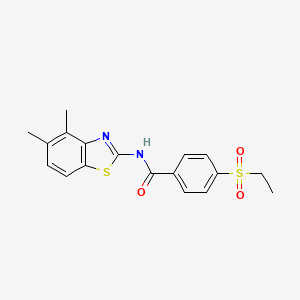 molecular formula C18H18N2O3S2 B2836600 N-(4,5-dimethylbenzo[d]thiazol-2-yl)-4-(ethylsulfonyl)benzamide CAS No. 886938-78-9