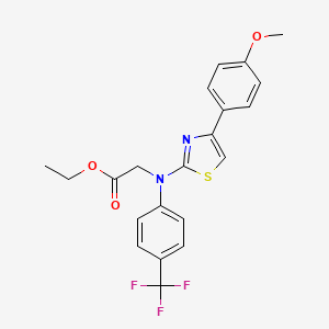 molecular formula C21H19F3N2O3S B2836612 Ethyl 2-[[4-(4-methoxyphenyl)-1,3-thiazol-2-yl]-4-(trifluoromethyl)anilino]acetate CAS No. 860784-12-9