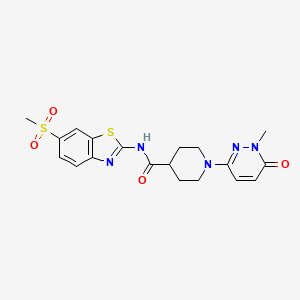 molecular formula C19H21N5O4S2 B2836613 1-(1-methyl-6-oxo-1,6-dihydropyridazin-3-yl)-N-(6-(methylsulfonyl)benzo[d]thiazol-2-yl)piperidine-4-carboxamide CAS No. 1421464-71-2