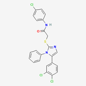 molecular formula C23H16Cl3N3OS B2836619 N-(4-chlorophenyl)-2-((5-(3,4-dichlorophenyl)-1-phenyl-1H-imidazol-2-yl)thio)acetamide CAS No. 1207003-36-8
