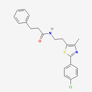 molecular formula C21H21ClN2OS B2836620 N-{2-[2-(4-chlorophenyl)-4-methyl-1,3-thiazol-5-yl]ethyl}-3-phenylpropanamide CAS No. 946327-76-0