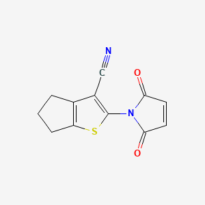 molecular formula C12H8N2O2S B2836624 2-(2,5-dioxo-2,5-dihydro-1H-pyrrol-1-yl)-5,6-dihydro-4H-cyclopenta[b]thiophene-3-carbonitrile CAS No. 438532-80-0