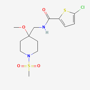 molecular formula C13H19ClN2O4S2 B2836637 5-Chloro-N-[(4-methoxy-1-methylsulfonylpiperidin-4-yl)methyl]thiophene-2-carboxamide CAS No. 2415583-65-0