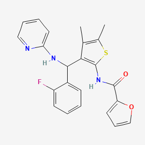molecular formula C23H20FN3O2S B2836643 N-(3-((2-氟苯基)(吡啶-2-基氨基)甲基)-4,5-二甲基噻吩-2-基)呋喃-2-甲酰胺 CAS No. 622804-47-1