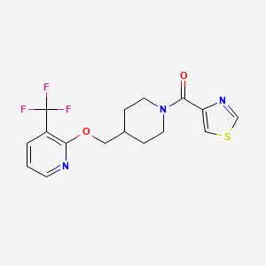 molecular formula C16H16F3N3O2S B2836644 1,3-Thiazol-4-yl-[4-[[3-(trifluoromethyl)pyridin-2-yl]oxymethyl]piperidin-1-yl]methanone CAS No. 2379947-69-8