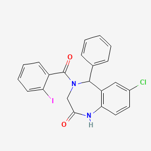 molecular formula C22H16ClIN2O2 B2836660 7-chloro-4-(2-iodobenzoyl)-5-phenyl-3,5-dihydro-1H-1,4-benzodiazepin-2-one CAS No. 533878-84-1