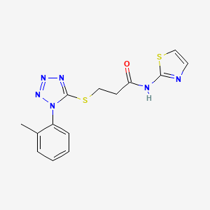 molecular formula C14H14N6OS2 B2836663 3-{[1-(2-methylphenyl)-1H-tetrazol-5-yl]sulfanyl}-N-(1,3-thiazol-2-yl)propanamide CAS No. 924828-29-5