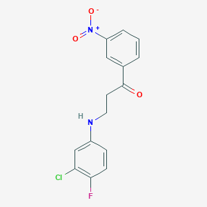 molecular formula C15H12ClFN2O3 B2836667 3-(3-Chloro-4-fluoroanilino)-1-(3-nitrophenyl)-1-propanone CAS No. 882748-40-5