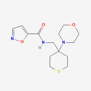 molecular formula C14H21N3O3S B2836674 N-[(4-Morpholin-4-ylthian-4-yl)methyl]-1,2-oxazole-5-carboxamide CAS No. 2380095-73-6