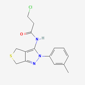 molecular formula C15H16ClN3OS B2836676 3-chloro-N-[2-(3-methylphenyl)-2,6-dihydro-4H-thieno[3,4-c]pyrazol-3-yl]propanamide CAS No. 391866-45-8