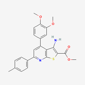 molecular formula C24H22N2O4S B2836677 Methyl 3-amino-4-(3,4-dimethoxyphenyl)-6-(4-methylphenyl)thieno[2,3-b]pyridine-2-carboxylate CAS No. 897833-23-7