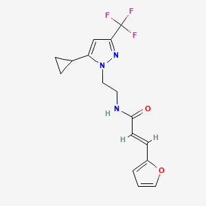 molecular formula C16H16F3N3O2 B2836678 (E)-N-(2-(5-环丙基-3-(三氟甲基)-1H-噻唑-1-基)乙基)-3-(呋喃-2-基)丙烯酰胺 CAS No. 1798405-78-3