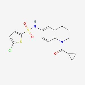 molecular formula C17H17ClN2O3S2 B2836682 5-chloro-N-[1-(cyclopropanecarbonyl)-3,4-dihydro-2H-quinolin-6-yl]thiophene-2-sulfonamide CAS No. 946258-04-4