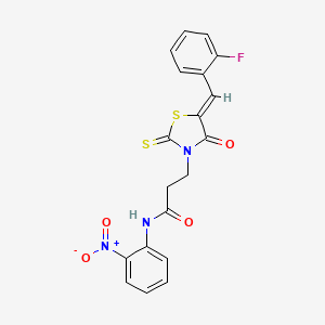 3-[(5Z)-5-[(2-fluorophenyl)methylidene]-4-oxo-2-sulfanylidene-1,3-thiazolidin-3-yl]-N-(2-nitrophenyl)propanamide