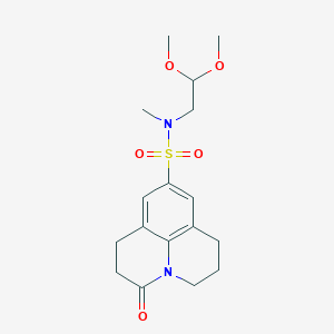 molecular formula C17H24N2O5S B2836692 N-(2,2-二甲氧乙基)-N-甲基-3-酮-1,2,3,5,6,7-六氢吡啶并[3,2,1-ij]喹啉-9-磺酰胺 CAS No. 898423-38-6