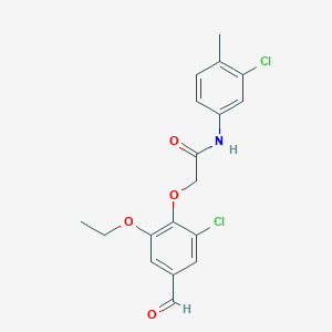 molecular formula C18H17Cl2NO4 B2836698 2-(2-chloro-6-ethoxy-4-formylphenoxy)-N-(3-chloro-4-methylphenyl)acetamide CAS No. 694463-65-5