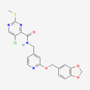 molecular formula C20H17ClN4O4S B2836699 N-({2-[(2H-1,3-benzodioxol-5-yl)methoxy]pyridin-4-yl}methyl)-5-chloro-2-(methylsulfanyl)pyrimidine-4-carboxamide CAS No. 1240981-88-7