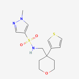 1-methyl-N-((4-(thiophen-3-yl)tetrahydro-2H-pyran-4-yl)methyl)-1H-pyrazole-4-sulfonamide