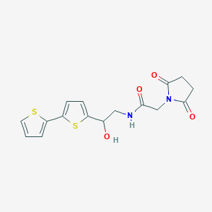 molecular formula C16H16N2O4S2 B2836718 N-(2-{[2,2'-bithiophene]-5-yl}-2-hydroxyethyl)-2-(2,5-dioxopyrrolidin-1-yl)acetamide CAS No. 2097931-89-8