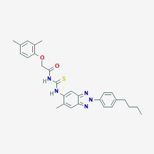 molecular formula C28H31N5O2S B283673 N-{[2-(4-butylphenyl)-6-methyl-2H-benzotriazol-5-yl]carbamothioyl}-2-(2,4-dimethylphenoxy)acetamide 