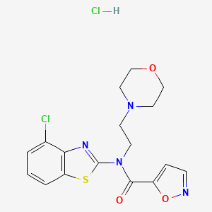 molecular formula C17H18Cl2N4O3S B2836748 N-(4-chlorobenzo[d]thiazol-2-yl)-N-(2-morpholinoethyl)isoxazole-5-carboxamide hydrochloride CAS No. 1185141-35-8