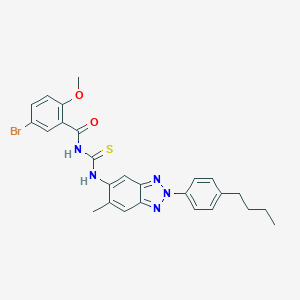 molecular formula C26H26BrN5O2S B283675 5-bromo-N-{[2-(4-butylphenyl)-6-methyl-2H-benzotriazol-5-yl]carbamothioyl}-2-methoxybenzamide 