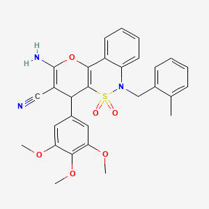 molecular formula C29H27N3O6S B2836751 2-Amino-6-(2-methylbenzyl)-4-(3,4,5-trimethoxyphenyl)-4,6-dihydropyrano[3,2-c][2,1]benzothiazine-3-carbonitrile 5,5-dioxide CAS No. 893299-78-0