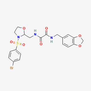 molecular formula C20H20BrN3O7S B2836752 N-[(3-brosyloxazolidin-2-yl)methyl]-N''-piperonyl-oxamide CAS No. 868980-98-7