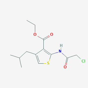 molecular formula C13H18ClNO3S B2836754 2-(2-Chloro-acetylamino)-4-isobutyl-thiophene-3-carboxylic acid ethyl ester CAS No. 554423-83-5