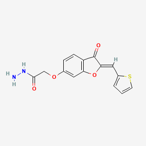 molecular formula C15H12N2O4S B2836758 2-[[(2Z)-3-oxo-2-(thiophen-2-ylmethylidene)-1-benzofuran-6-yl]oxy]acetohydrazide CAS No. 900293-98-3