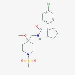 molecular formula C20H29ClN2O4S B2836760 1-(4-chlorophenyl)-N-[(1-methanesulfonyl-4-methoxypiperidin-4-yl)methyl]cyclopentane-1-carboxamide CAS No. 2415628-81-6