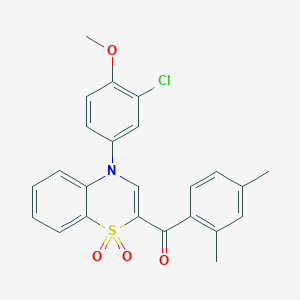 molecular formula C24H20ClNO4S B2836766 [4-(3-chloro-4-methoxyphenyl)-1,1-dioxido-4H-1,4-benzothiazin-2-yl](2,4-dimethylphenyl)methanone CAS No. 1114852-64-0