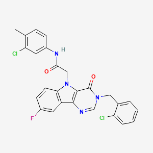 molecular formula C26H19Cl2FN4O2 B2836768 N-(3-chloro-4-methylphenyl)-2-(3-(2-chlorobenzyl)-8-fluoro-4-oxo-3H-pyrimido[5,4-b]indol-5(4H)-yl)acetamide CAS No. 1189707-97-8