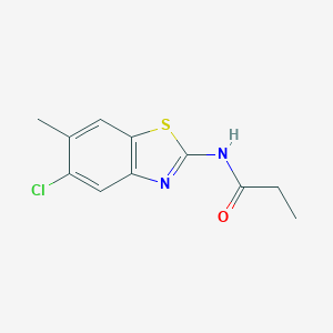 molecular formula C11H11ClN2OS B283677 N-(5-chloro-6-methyl-1,3-benzothiazol-2-yl)propanamide 